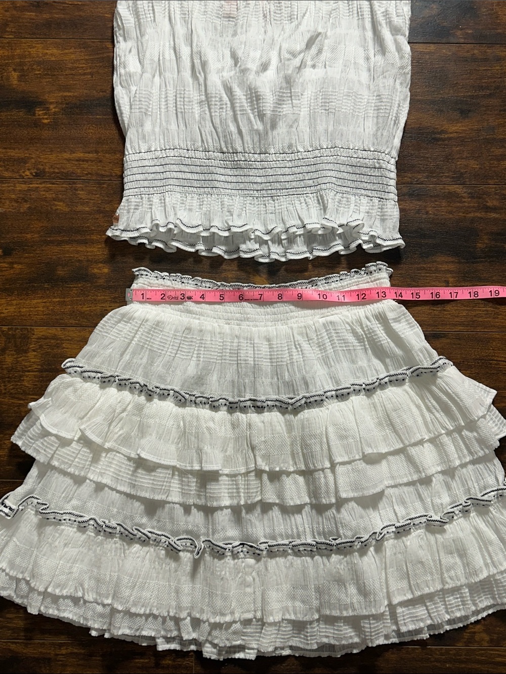 ✨ Scotch & Soda Maison Scotch White Tiered Ruffle 2-Piece Set Sz M - Picture 7 of 11